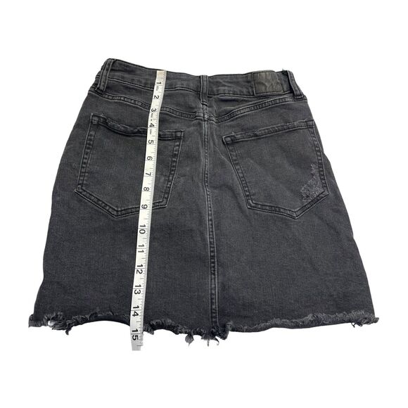 Aeropostale Straight & Pencil Skirt Women's 0 Black Denim Stretch Distressed - Picture 6 of 7